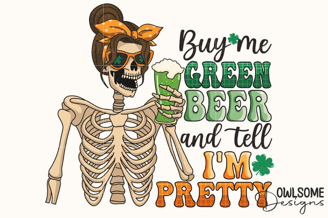 Funny Skeleton Patricks Day PNG Sublimation Owlsome.Designs 