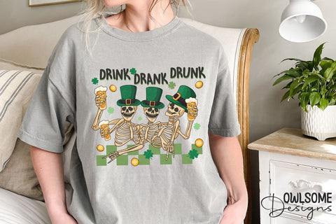 Funny Skeleton Patricks Day PNG Sublimation Owlsome.Designs 