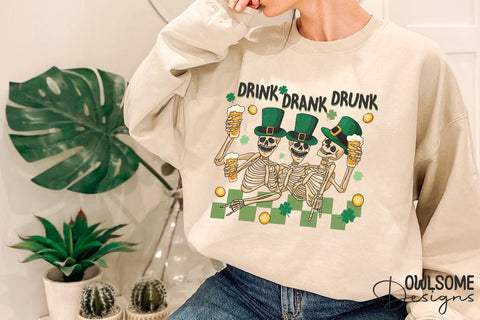 Funny Skeleton Patricks Day PNG Sublimation Owlsome.Designs 