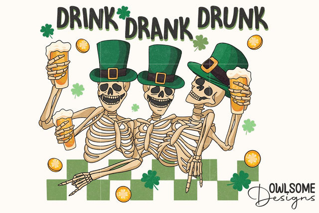 Funny Skeleton Patricks Day PNG Sublimation Owlsome.Designs 