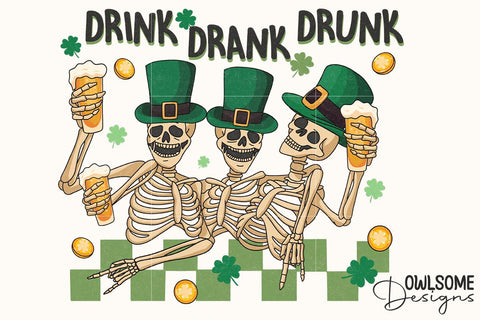 Funny Skeleton Patricks Day PNG Sublimation Owlsome.Designs 