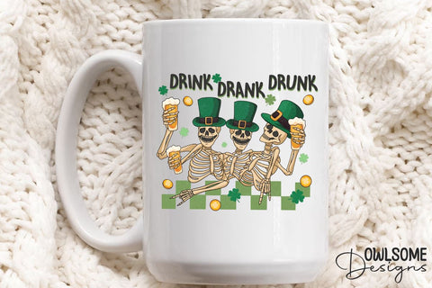 Funny Skeleton Patricks Day PNG Sublimation Owlsome.Designs 