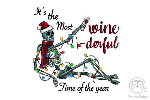Funny Skeleton Wine Christmas Sublimation Sublimation LAM HOANG THUY 