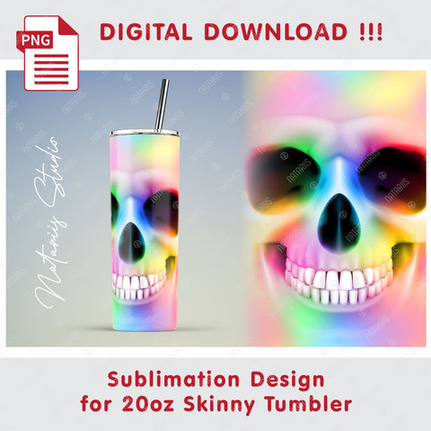 Funny Skull sublimation design - 20oz SKINNY TUMBLER Sublimation Natariis Studio 