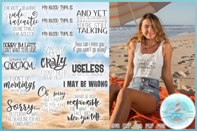 Funny Snarky Sarcastic Sayings Quote SVG Bundle SVG Harbor Grace Designs 
