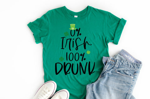 Funny St. Patricks Day SVG - 0% Irish 100% Drunk SVG Pickled Thistle Creative 