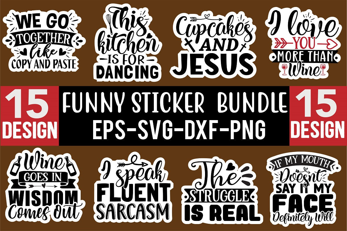 Funny stickers for planners SVG DXF set. - So Fontsy