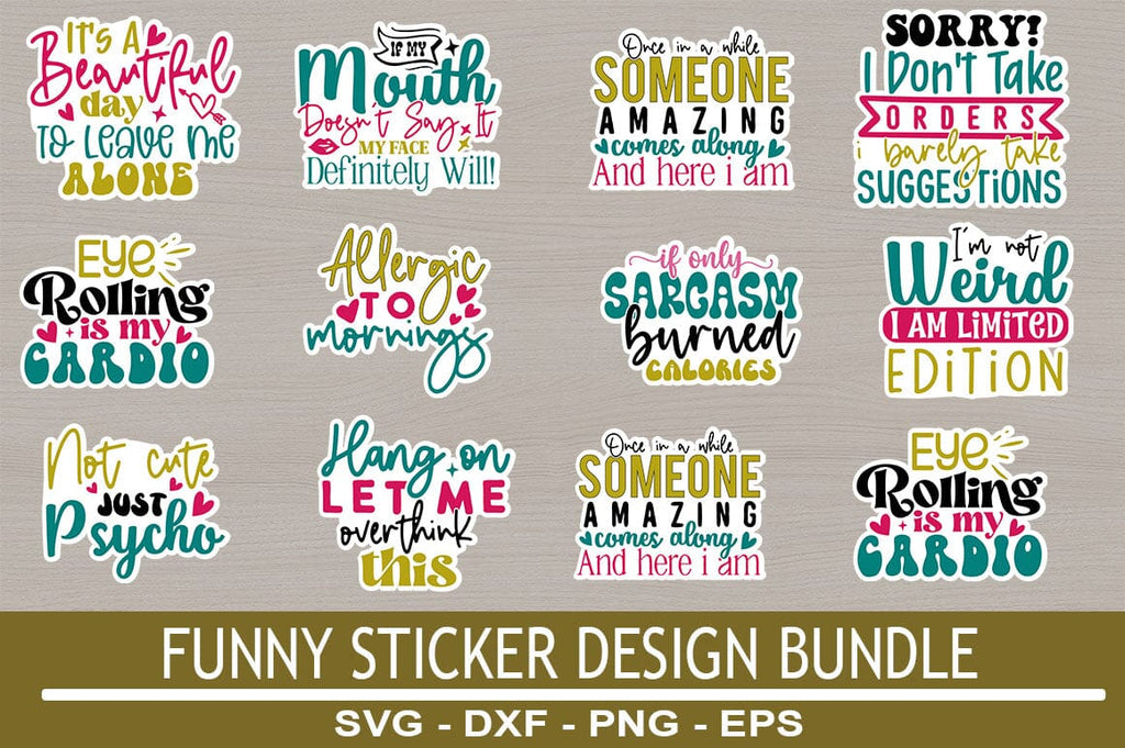 Silly Sticker Layout Funny Sticker Design bundle - So Fontsy