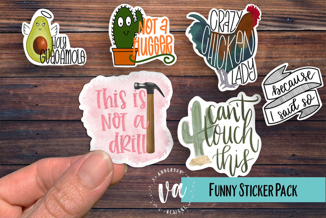 Funny Sticker Pack PNGs SVG V. Anderson Designs 