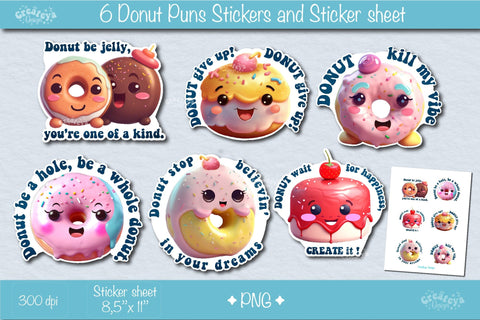 Funny Stickers Bundle| Motivational Kawaii Stickers bundle png Sketch DESIGN Createya Design 