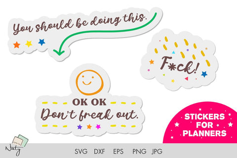 Funny stickers for planners SVG DXF set. SVG Arts By Naty 