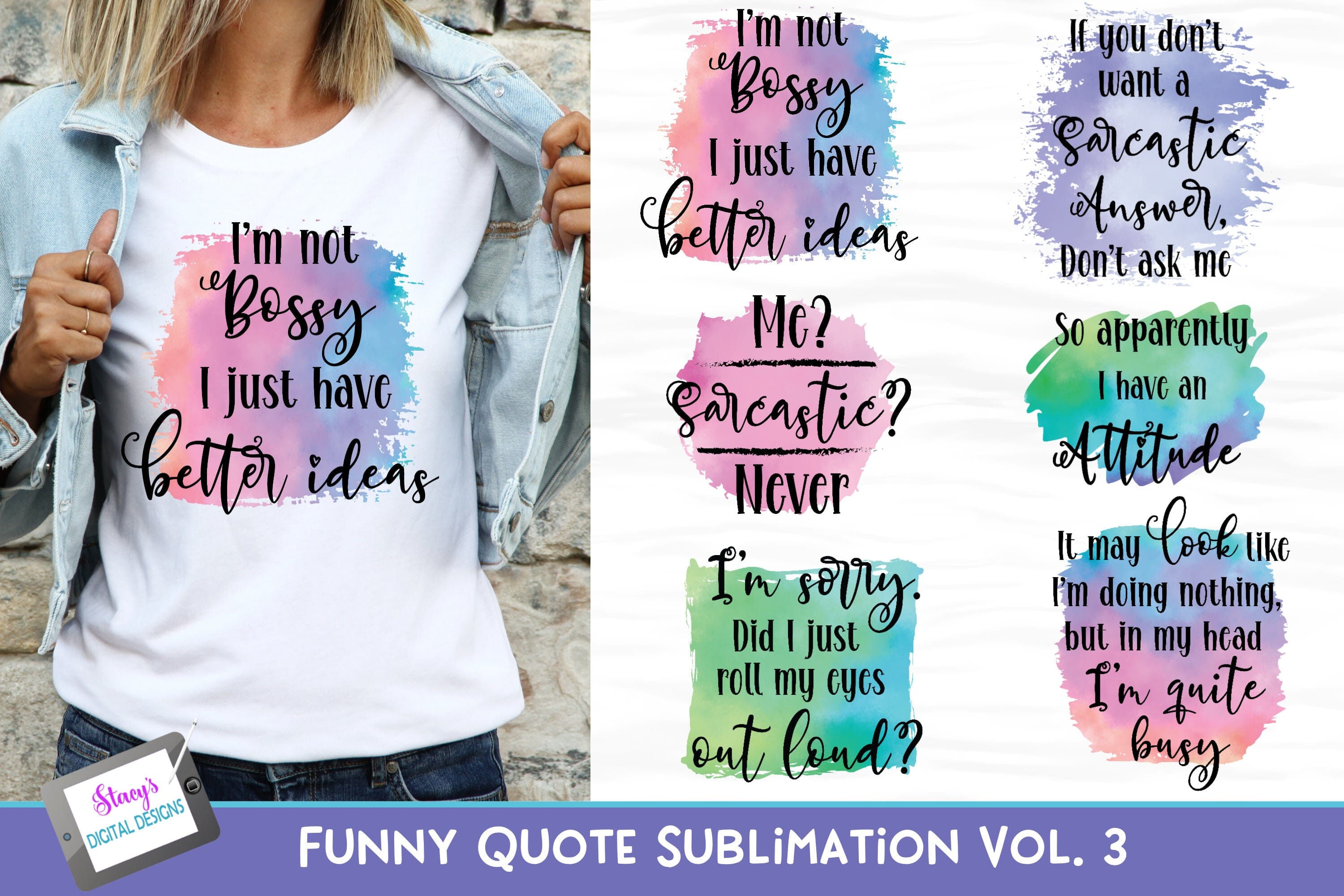 Sarcastic Quotes SVG Bundle  6 Funny T-Shirt Designs - So Fontsy