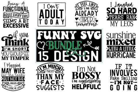 Funny SVG Bundle 15 Design SVG CraftingStudio 