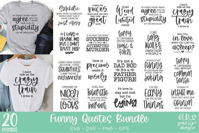 Funny SVG Bundle - 20 Funny SVG Quotes | Sarcastic Bundle SVG Grace Lynn Designs 