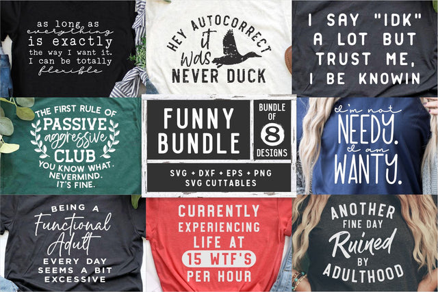 Funny svg Bundle - Funny Cut File - Funny svg - dxf - eps - png - Shirt svg Bundle - Quote - Silhouette - Cricut - Digital File SVG Svg Cuttables 