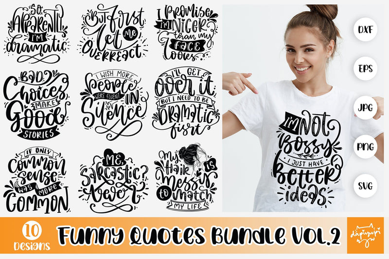 Funny SVG Bundle, Funny Lettering Quotes - So Fontsy