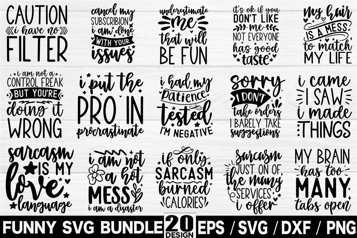 Funny SVG Bundle Sarcastic Design - So Fontsy