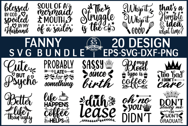 funny svg bundle vol 5 SVG buydesign 