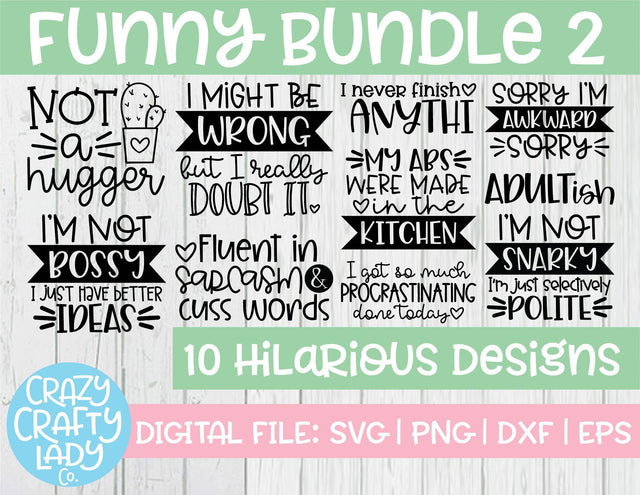 Funny SVG Cut File Bundle SVG Crazy Crafty Lady Co. 