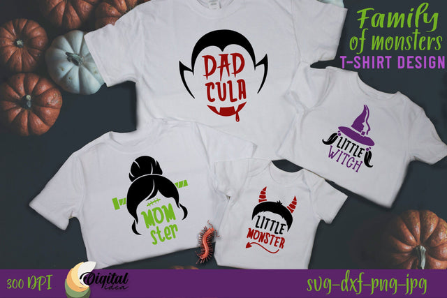 Funny T-Shrt Design with Monsters for Family | Ugly&Funny Monsters | Halloween bundle Design SVG Evgenyia Guschina 