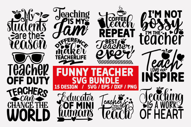 Funny Teacher SVG Bundle Cut File SVG akazaddesign 