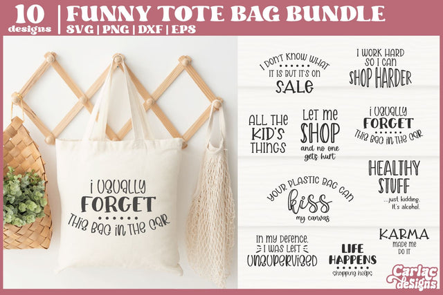 Funny Tote Bag SVG Bundle | Tote Bag Quotes Bundle SVG Carla C Designs 