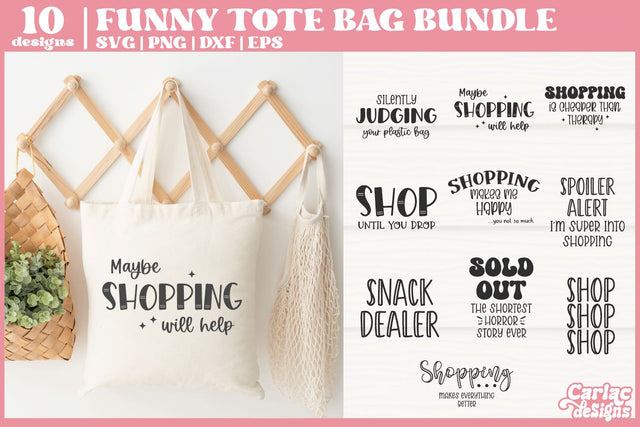 Funny Tote Bag SVG Bundle | Tote Bag Quotes Bundle SVG Carla C Designs 
