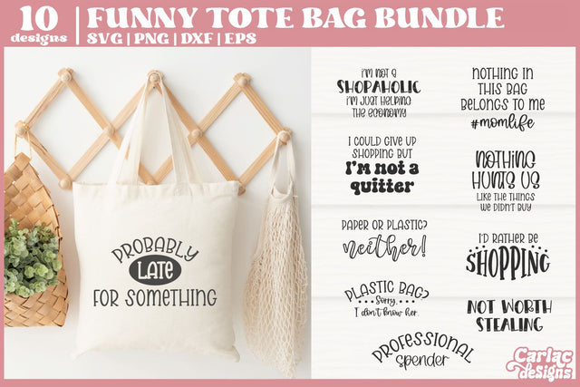 Funny Tote Bag SVG Bundle | Tote Bag Quotes Bundle SVG Carla C Designs 