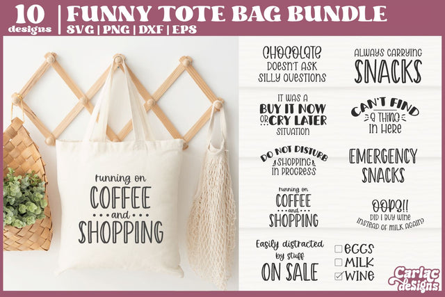 Funny Tote Bag SVG Bundle | Tote Bag Quotes Bundle SVG Carla C Designs 