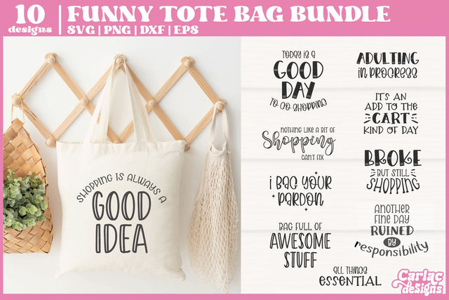 Funny Tote Bag SVG Bundle | Tote Bag Quotes Bundle SVG Carla C Designs 