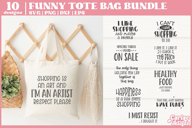 Funny Tote Bag SVG Bundle | Tote Bag Quotes Bundle SVG Carla C Designs 