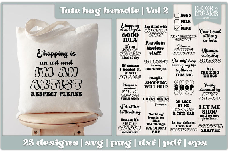 Funny Tote Bag SVG Bundle | Tote Bag Quotes Bundle | Vol 2 SVG Decor and Dreams 