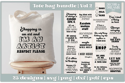 Funny Tote Bag SVG Bundle | Tote Bag Quotes Bundle | Vol 2 SVG Decor and Dreams 