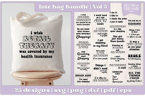 Funny Tote Bag SVG Bundle | Tote Bag Quotes Bundle | Vol 3 SVG Decor and Dreams 