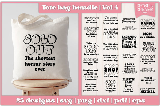 Funny Tote Bag SVG Bundle | Tote Bag Quotes Bundle | Vol 4 SVG Decor and Dreams 