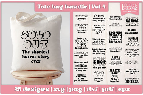 Funny Tote Bag SVG Bundle | Tote Bag Quotes Bundle | Vol 4 SVG Decor and Dreams 