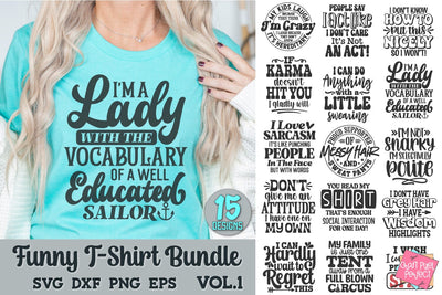 Funny TShirt Svg Bundle, Sarcastic Quotes Svg, Snarky Sayings Svg SVG Craft Pixel Perfect 
