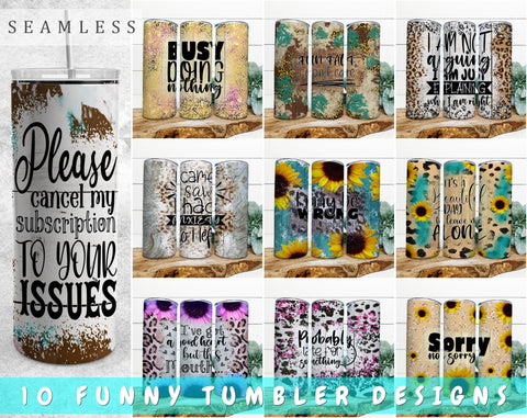 Funny Tumbler Sublimation Designs Bundle, 20 Oz Skinny Tumbler Funny Designs, Funny Quote Tumbler Wraps, 10 Designs Sublimation HappyDesignStudio 