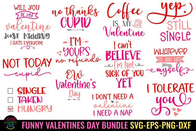 Funny Valentines SVG Bundle I Valentine's Day SVG Bundle SVG Happy Printables Club 