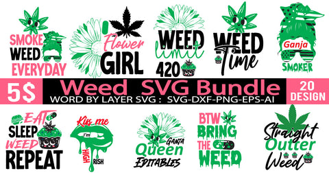 Funny Weed SVG Bundle , Weed SVG Bundle , Funny Cannabis SVG Bundle Quotes SVG BlackCatsMedia 