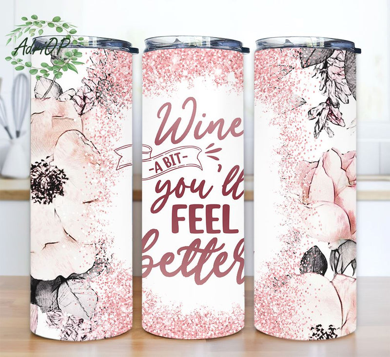 Funny Wine Quote Tumbler Wrap PNG Summer Seamless Sublimation Designs Downloads - Skinny 20oz Sublimation AdriOP 