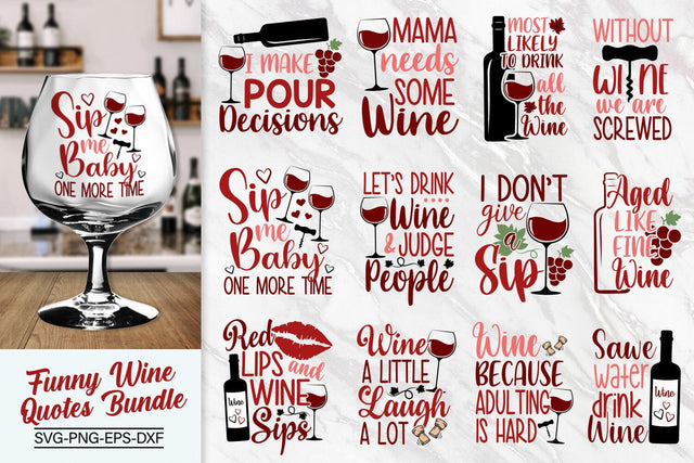 Funny Wine Quotes Bundle Svg, Wine Quotes Svg, Wine Bundle SVG SvgMonkeys 