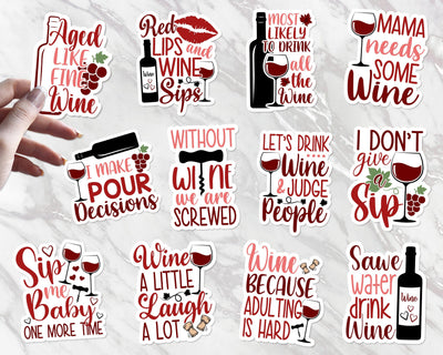 Funny Wine Quotes Sticker Bundle Svg, Wine Quotes Svg, Wine Stickers, Stickers Bundle SVG SvgMonkeys 