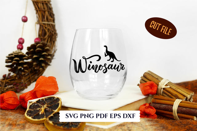 Funny wine quotes Winosaur with dinosaur. SVG, PNG SVG Angelina Semenova 