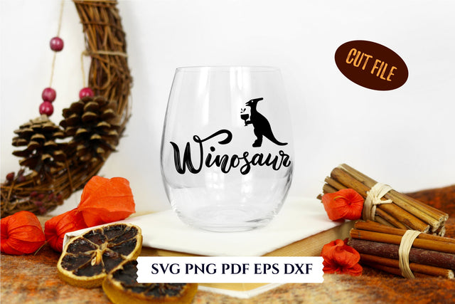 Funny wine quotes Winosaur with dinosaur. SVG, PNG SVG Angelina Semenova 