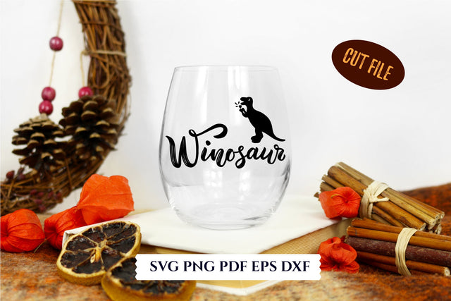 Funny wine quotes Winosaur with dinosaur. SVG, PNG SVG Angelina Semenova 