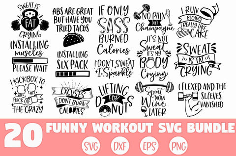 Funny Workout SVG Bundle, Fitness SVG, Gym SVG SVG Freeling Design House 