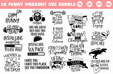 Funny Workout SVG Bundle, Fitness SVG, Gym SVG SVG Freeling Design House 