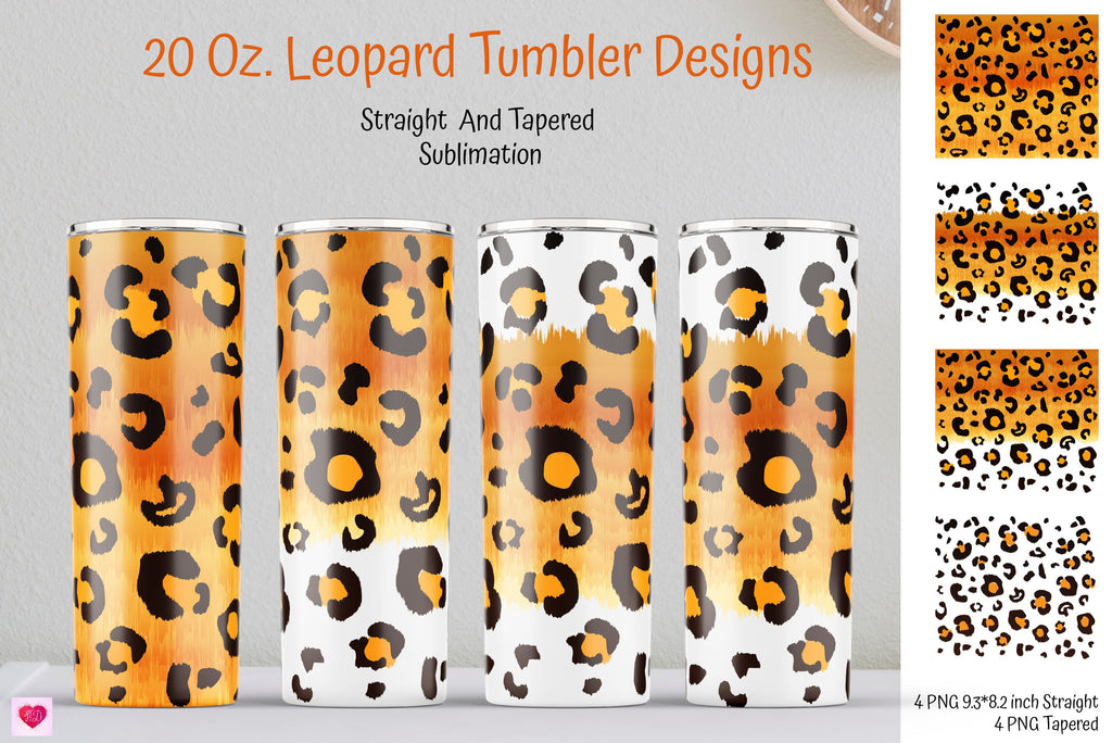 Fur Leopard Sublimation 20 Oz Tumbler. Seamless Tumbler Designs - So Fontsy