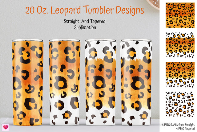Fur Leopard Sublimation 20 Oz Tumbler. Seamless Tumbler Designs Sublimation Kseniia designer 